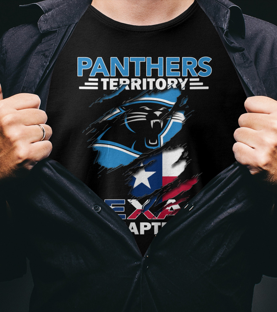 Panthers Territory Texas Chapter Logo With Texas Flag And Panther Emblem T-Shirt