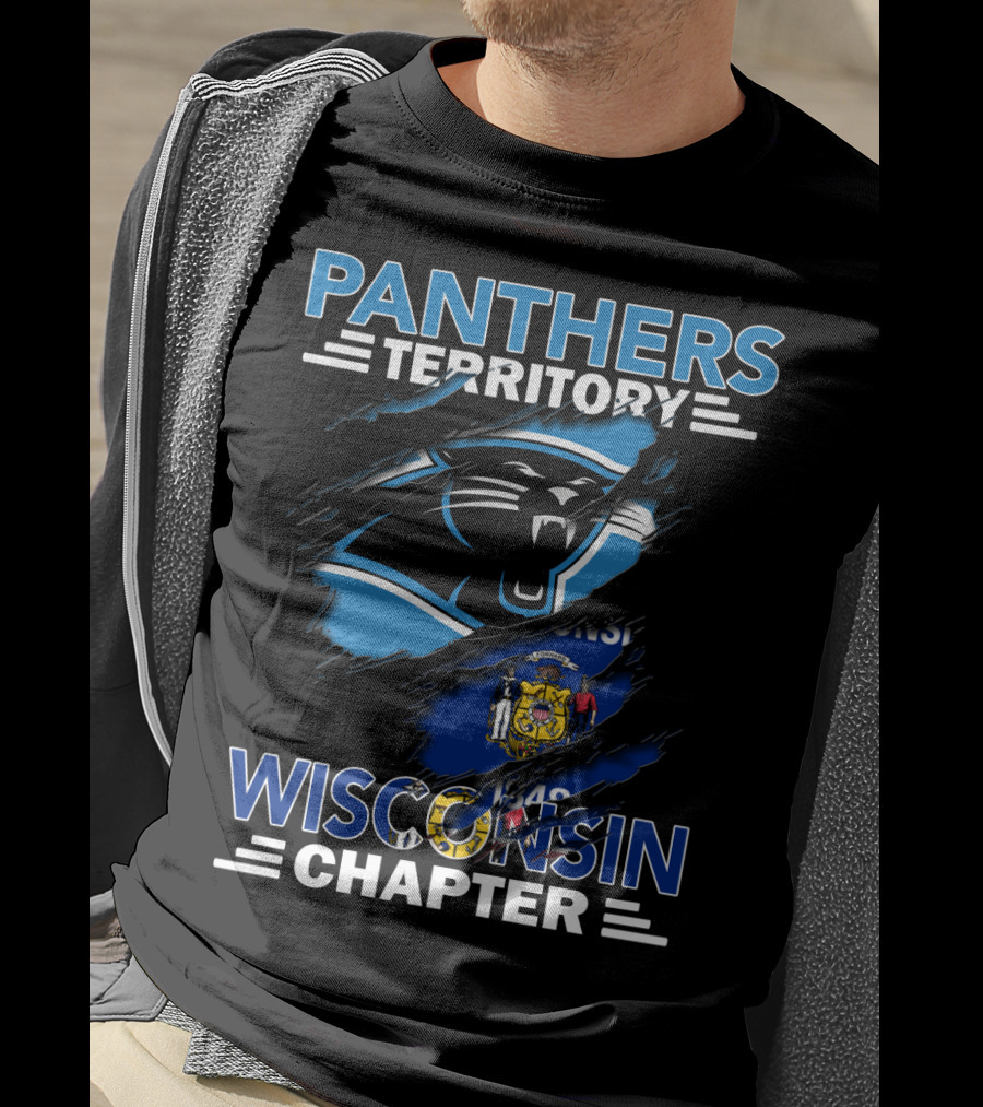 Panthers Territory Wisconsin Chapter Flag And Panther Logo Combination T-Shirt