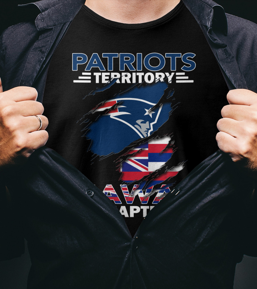 Patriots Territory Hawaii Chapter Logo With New England Patriots And Hawaiian Flag T-Shirt