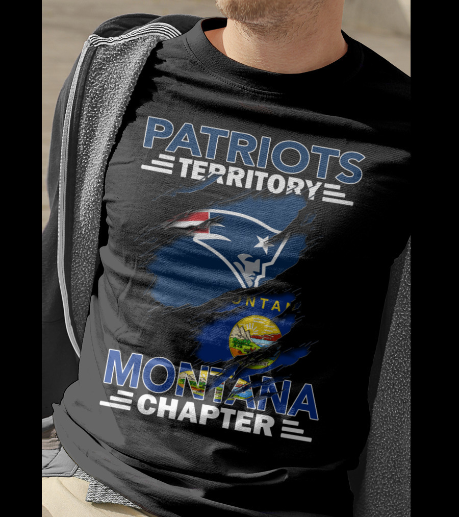 Patriots Territory Montana Chapter With New England Patriots Logo And Montana Flag Elements T-Shirt