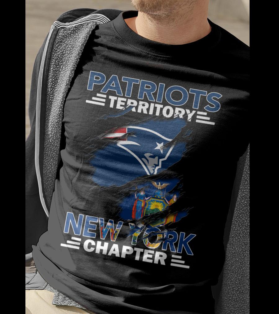 Patriots Territory New York Chapter Flag Inspired Ripped T-Shirt