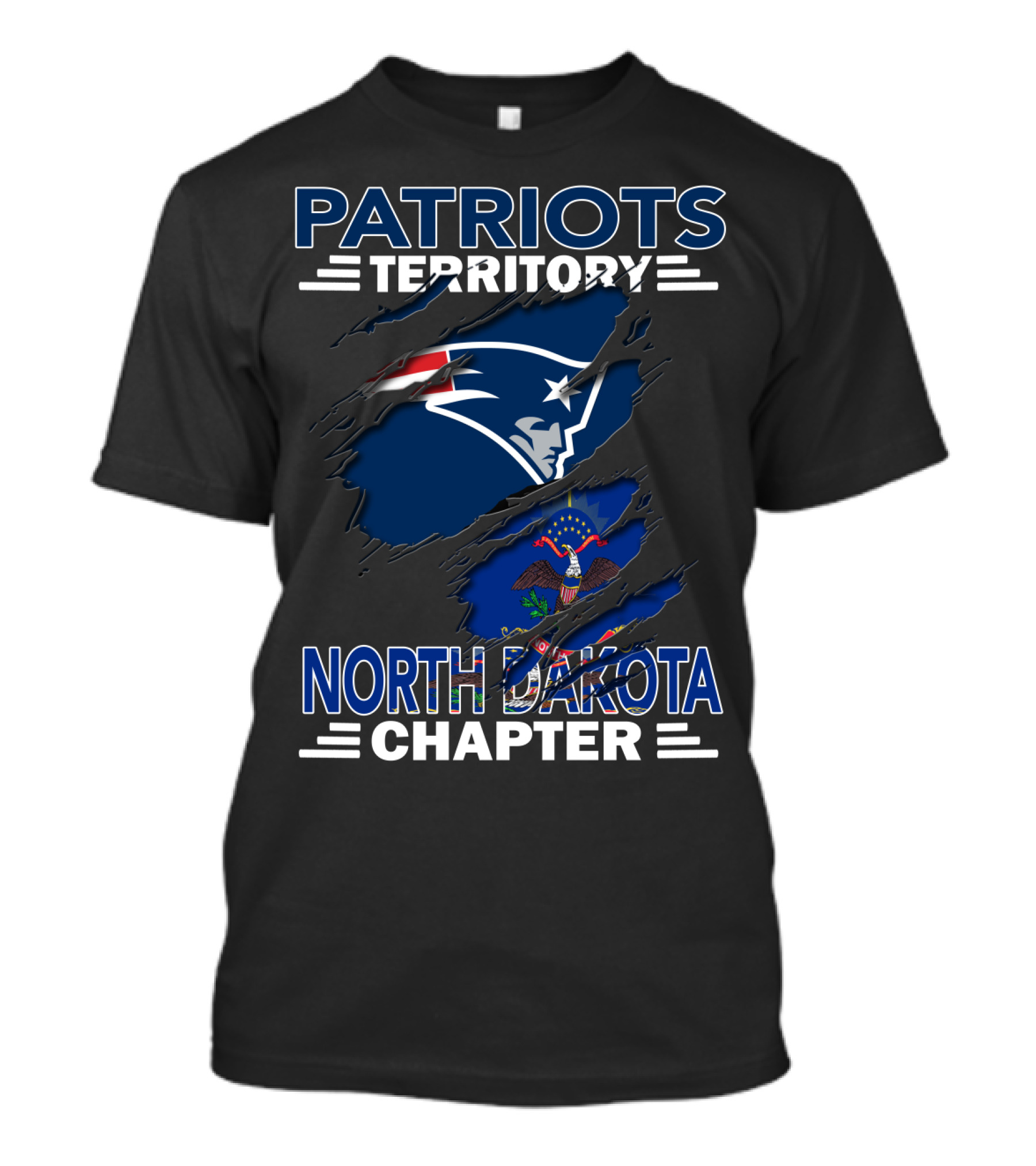 Patriots Territory North Dakota Chapter With Team Logo And State Flag T-Shirt