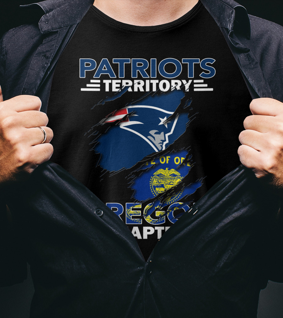 Patriots Territory Oregon Chapter Ripped Blue Face State Flag T-Shirt