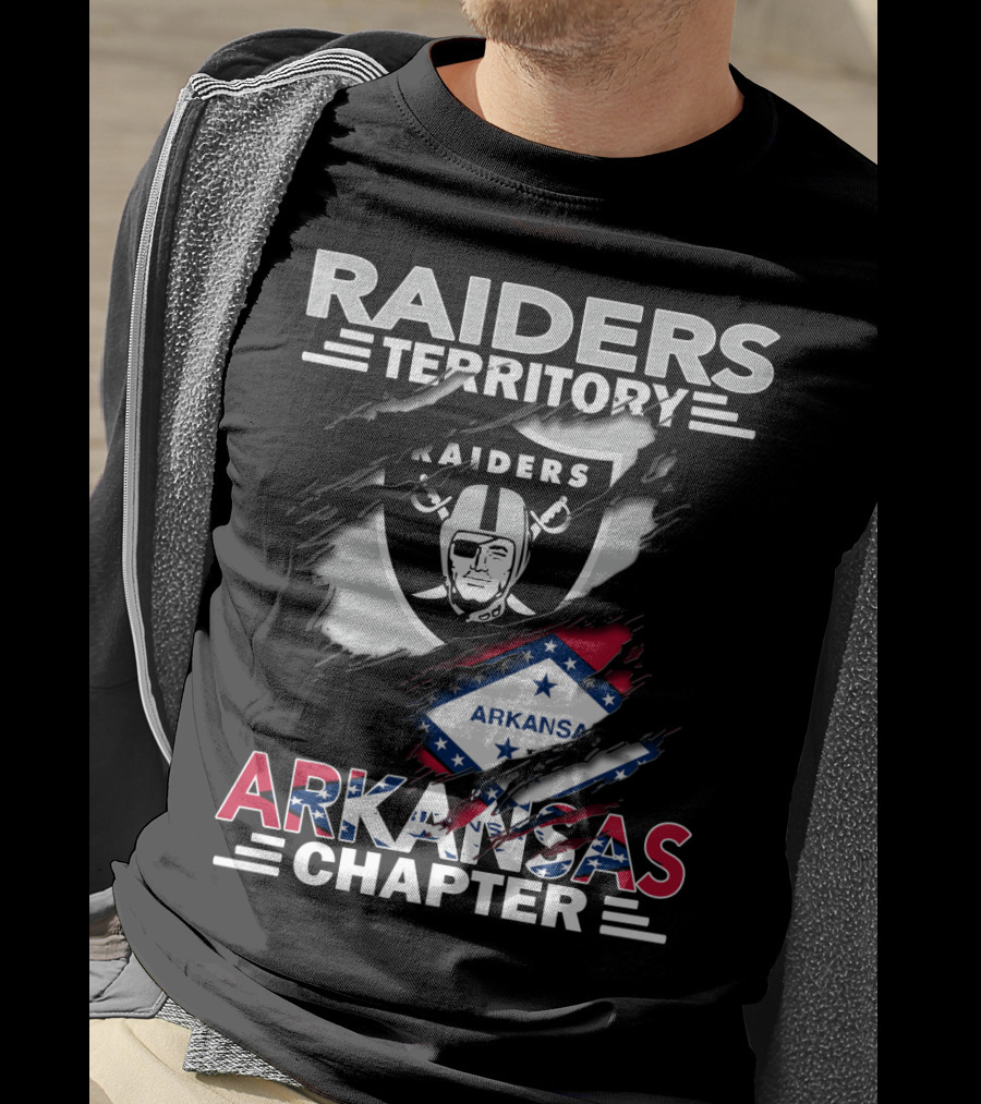 Raiders Territory Arkansas Chapter With Raiders Logo And Arkansas Flag T-Shirt