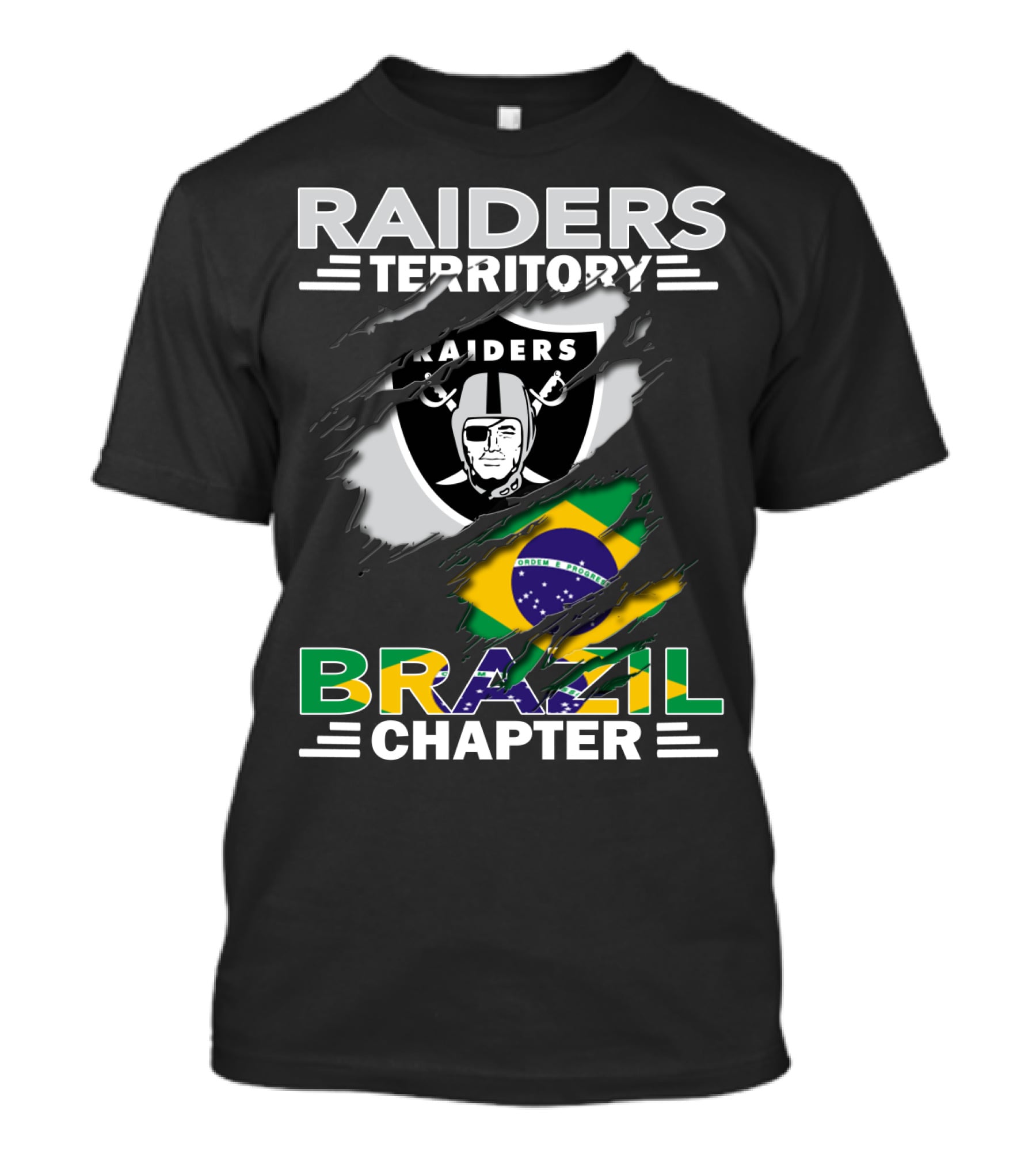 Raiders Territory Brazil Chapter Raiders Logo Brazil Flag T-Shirt