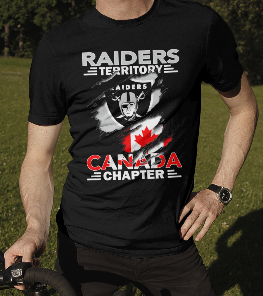 Raiders Territory Canada Chapter Raiders Flag Logo Canadian Flag T-Shirt
