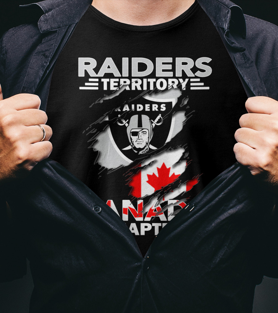Raiders Territory Canada Chapter Raiders Flag Logo Canadian Flag T-Shirt