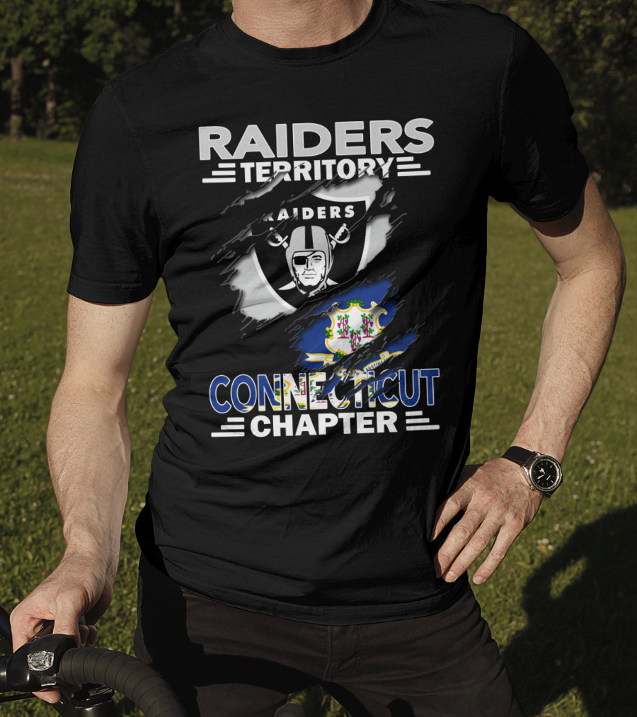 Raiders Territory Connecticut Chapter Shield And State Flag Fusion T-Shirt