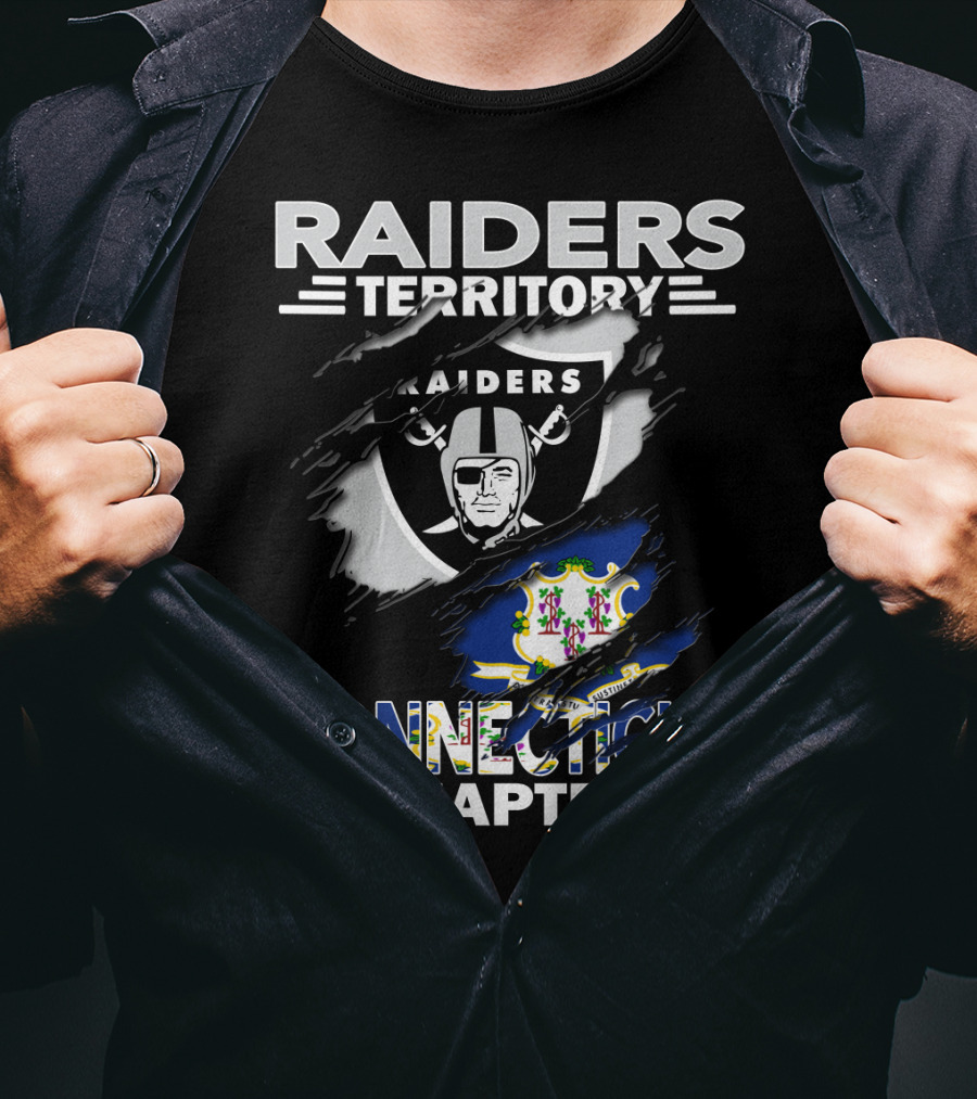 Raiders Territory Connecticut Chapter Shield And State Flag Fusion T-Shirt