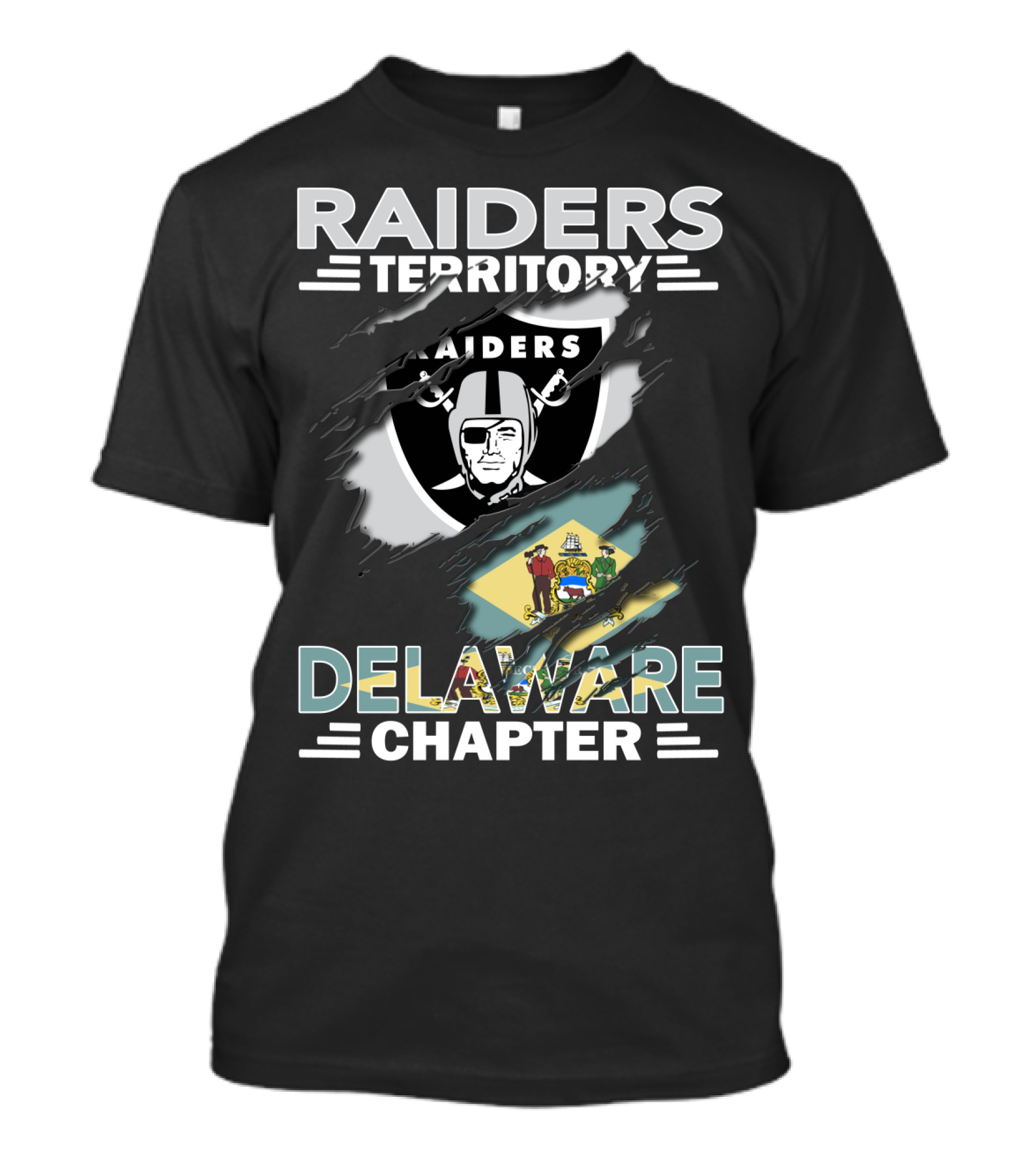 Raiders Territory Delaware Chapter Flag And Shield Emblem T-Shirt