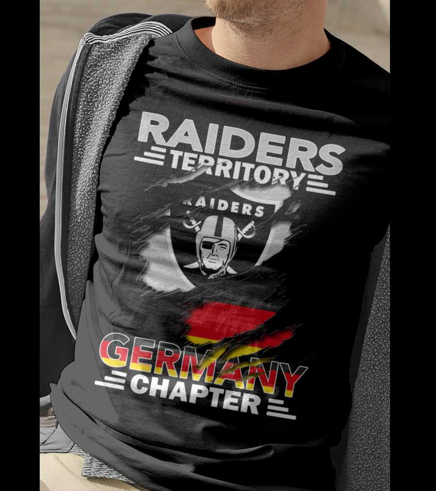 Raiders Territory Germany Chapter Shield With Raiders Logo And National Colors T-Shirt