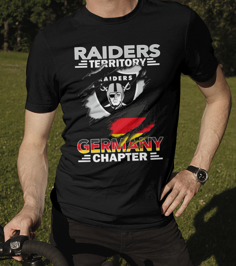 Raiders Territory Germany Chapter Shield With Raiders Logo And National Colors T-Shirt