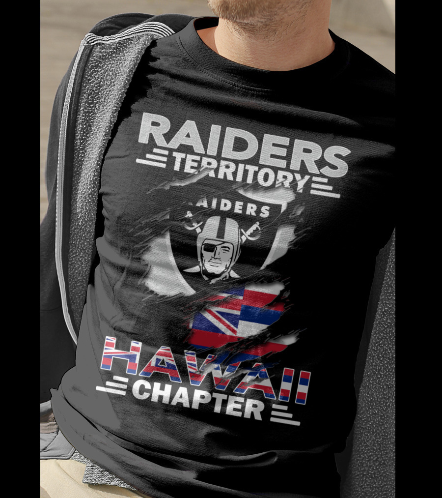 Raiders Territory Hawaii Chapter Nfl Raiders Logo With Hawaiian Flag Elements T-Shirt
