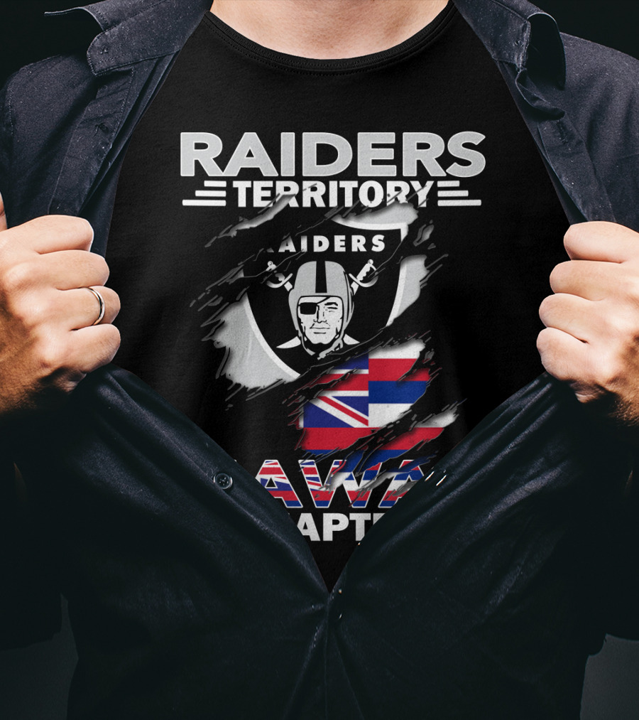 Raiders Territory Hawaii Chapter Nfl Raiders Logo With Hawaiian Flag Elements T-Shirt