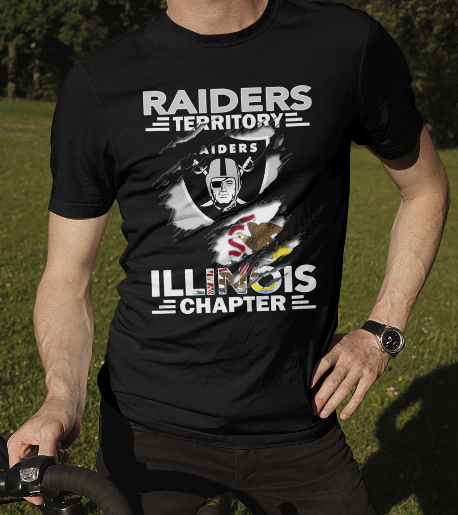 Raiders Territory Illinois Chapter Raiders Logo And Illinois State Flag T-Shirt
