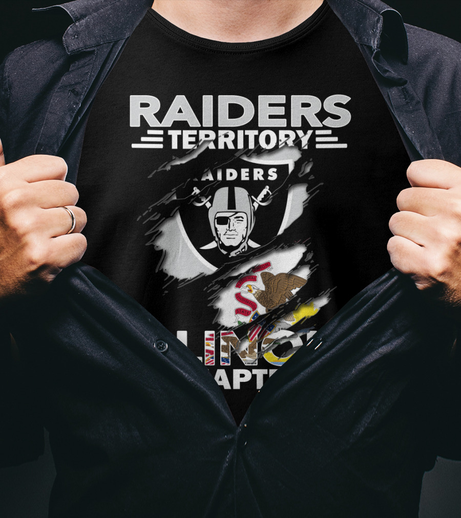 Raiders Territory Illinois Chapter Raiders Logo And Illinois State Flag T-Shirt