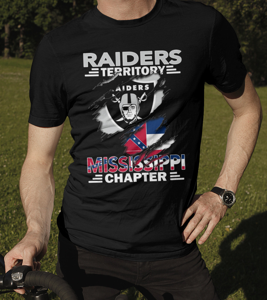 Raiders Territory Mississippi Chapter With Raiders Shield And Mississippi Flag Elements T-Shirt