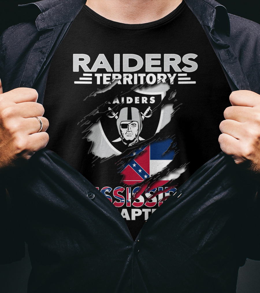 Raiders Territory Mississippi Chapter With Raiders Shield And Mississippi Flag Elements T-Shirt