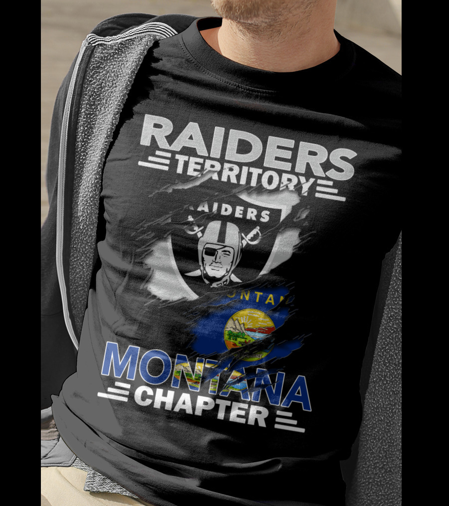 Raiders Territory Montana Chapter Raiders Logo And Montana Flag T-Shirt