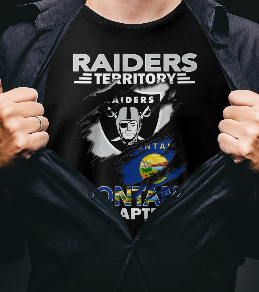 Raiders Territory Montana Chapter Raiders Logo And Montana Flag T-Shirt