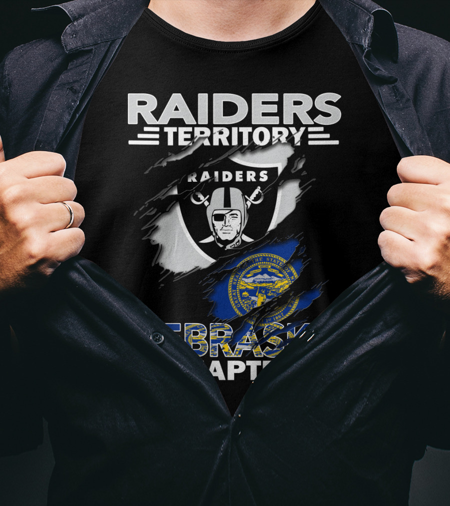 Raiders Territory Nebraska Chapter With Raiders Shield And Nebraska State Flag T-Shirt