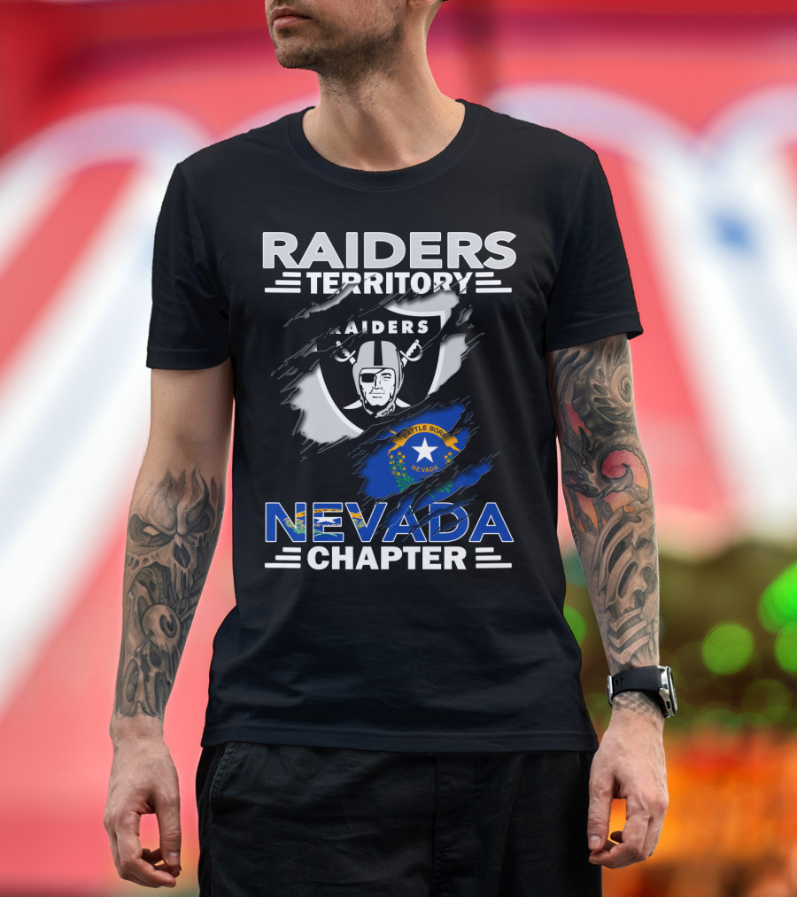Raiders Territory Nevada Chapter Battle Born Flag Crest T-Shirt