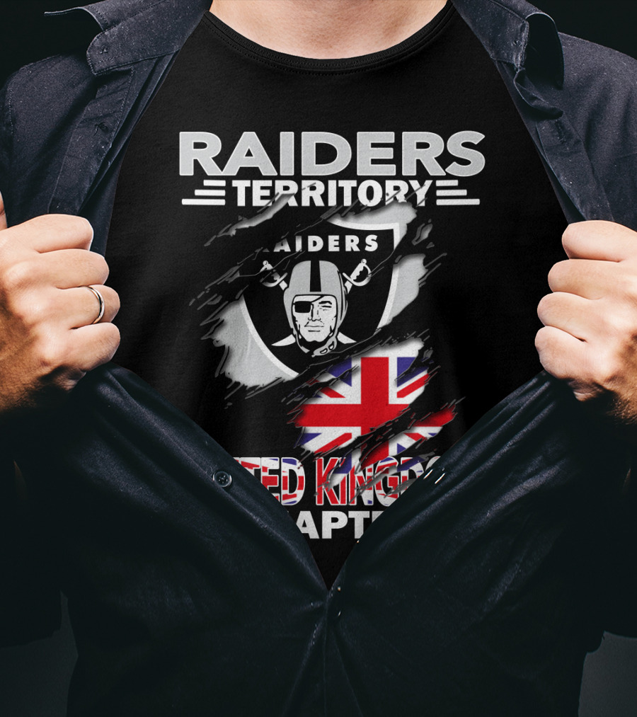 Raiders Territory United Kingdom Chapter Flag And Shield T-Shirt