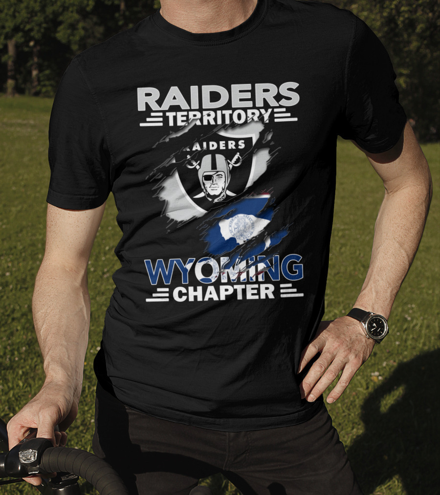 Raiders Territory Wyoming Chapter Nfl Fan Gear Raiders Logo Wyoming Flag T-Shirt