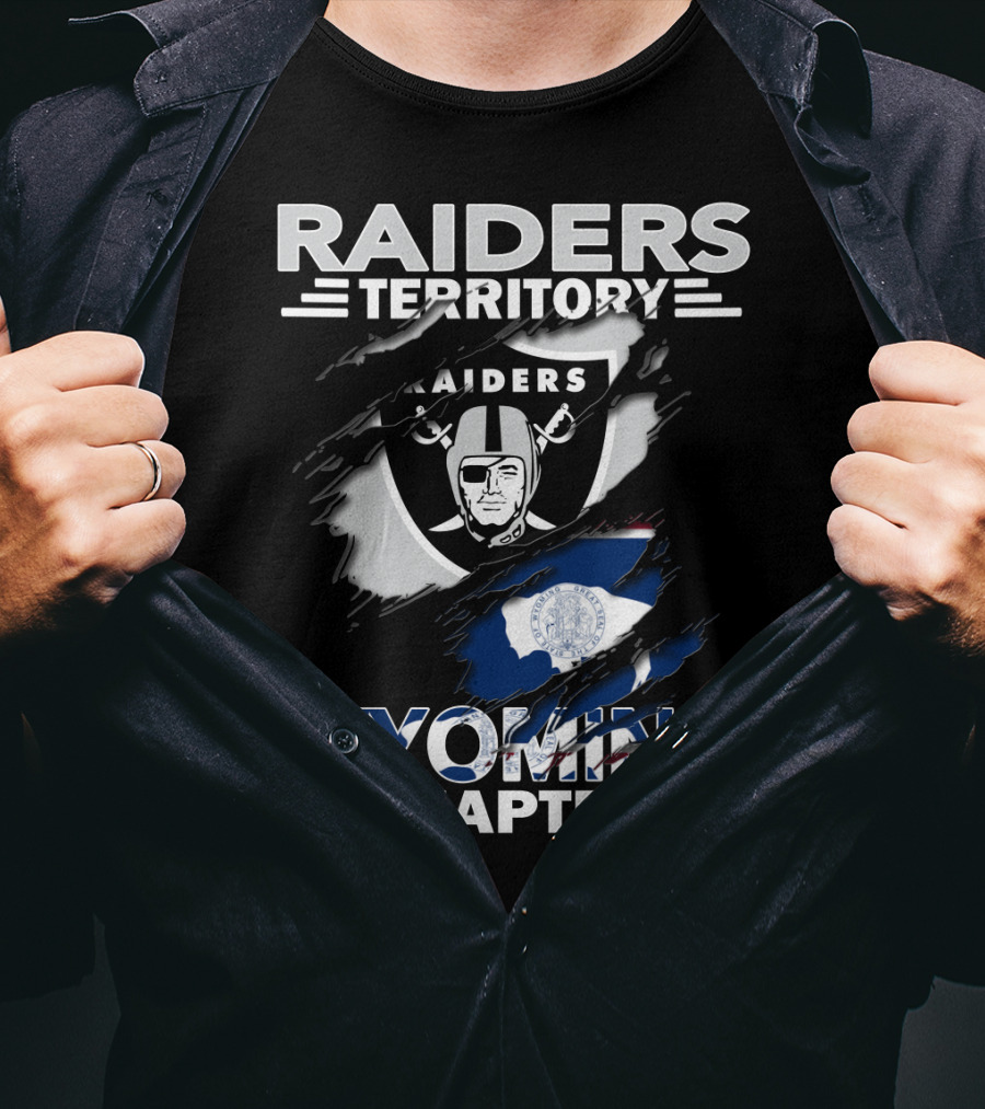 Raiders Territory Wyoming Chapter Nfl Fan Gear Raiders Logo Wyoming Flag T-Shirt