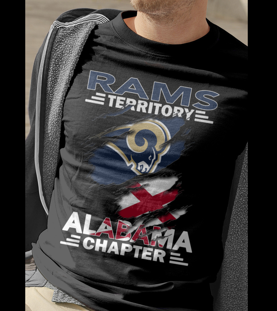 Rams Territory Alabama Chapter Logo With Rams And Alabama Flags T-Shirt