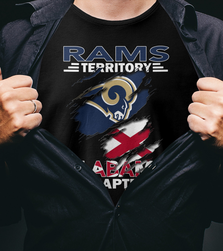 Rams Territory Alabama Chapter Logo With Rams And Alabama Flags T-Shirt