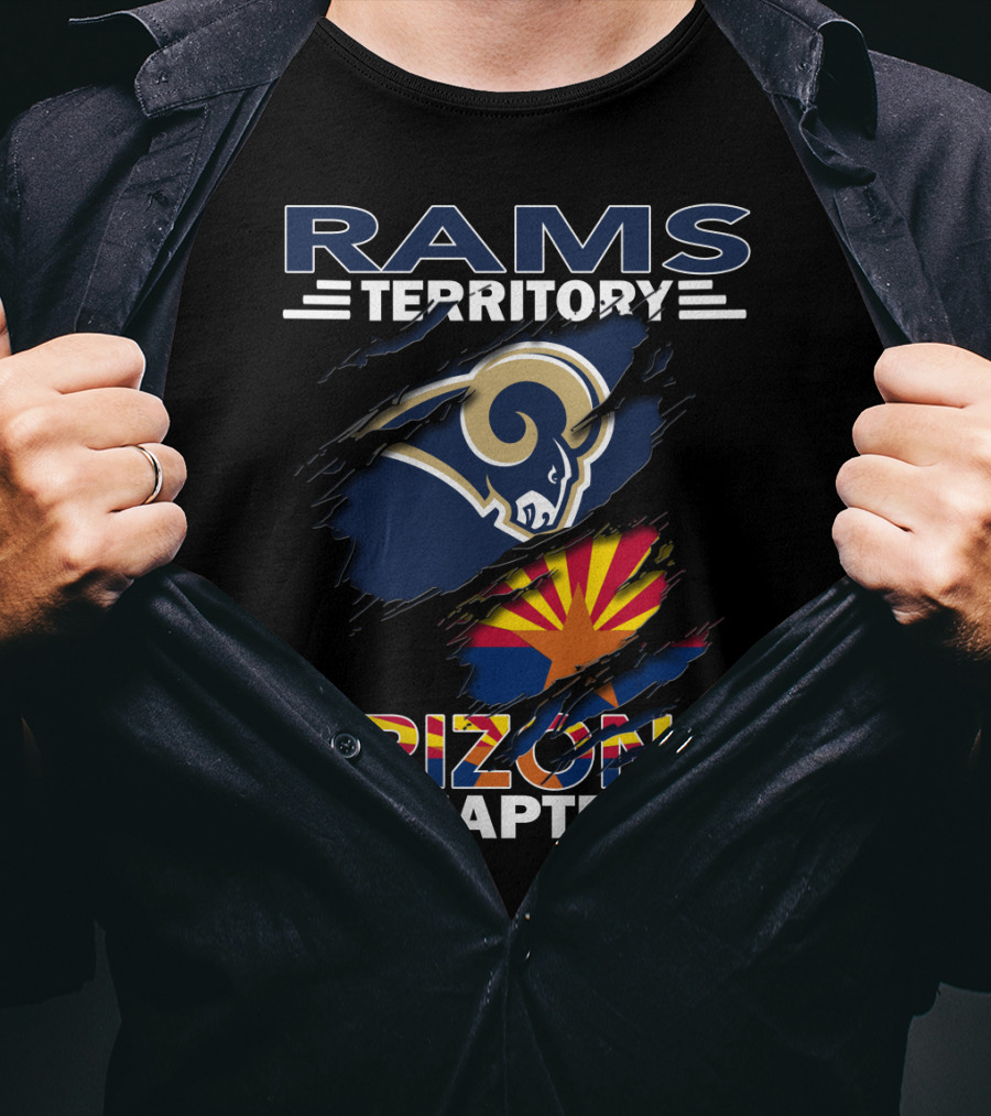 Rams Territory Arizona Chapter Logo With Arizona Flag And Rams T-Shirt