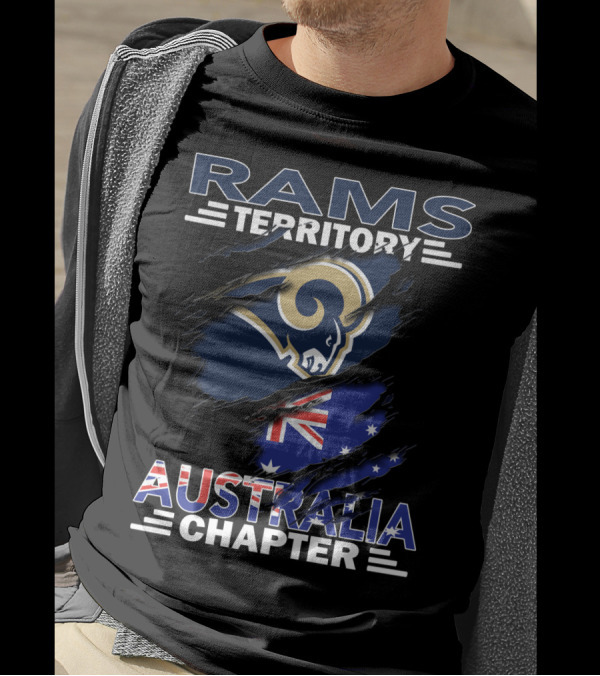 Rams Territory Australia Chapter With Rams Logo And Australian Flag T-Shirt