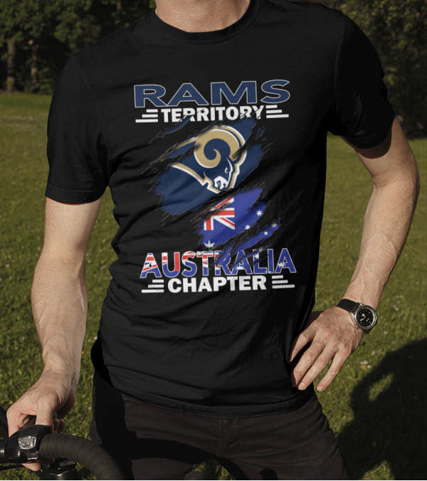 Rams Territory Australia Chapter With Rams Logo And Australian Flag T-Shirt
