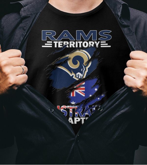 Rams Territory Australia Chapter With Rams Logo And Australian Flag T-Shirt