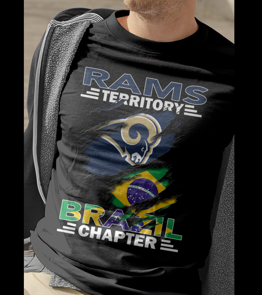 Rams Territory Brazil Chapter Logo With Brazil Flag And Ram T-Shirt