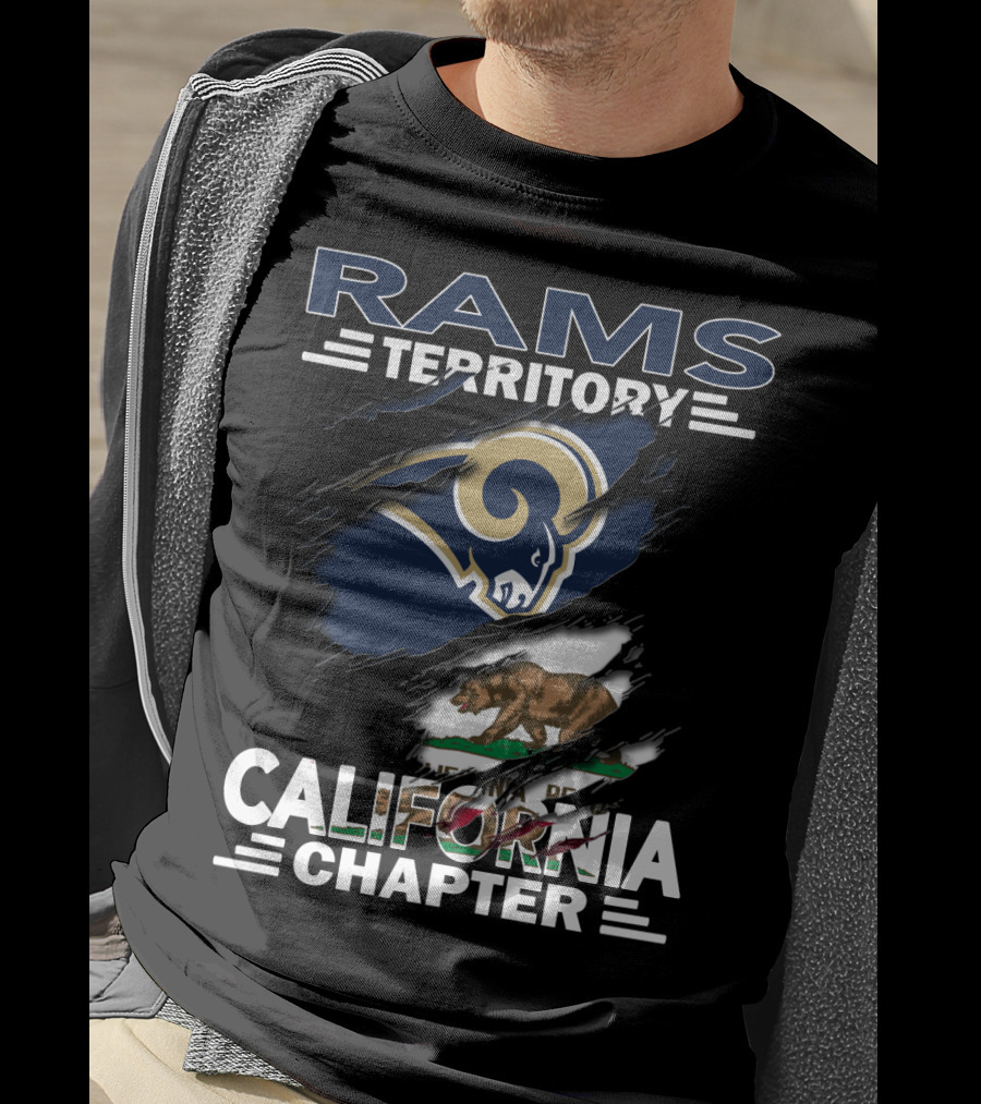 Rams Territory California Chapter Bear Flag Rip T-Shirt