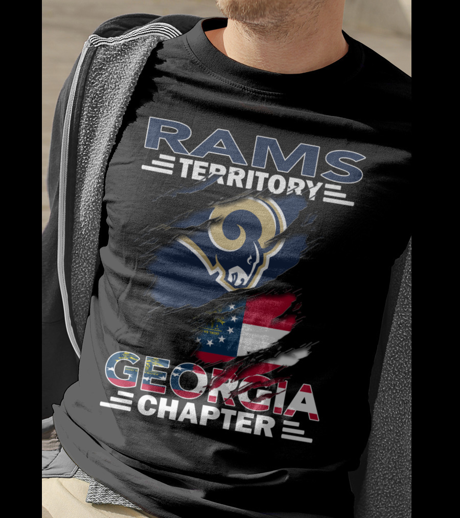 Rams Territory Georgia Chapter Rams Logo And Georgia Flag T-Shirt