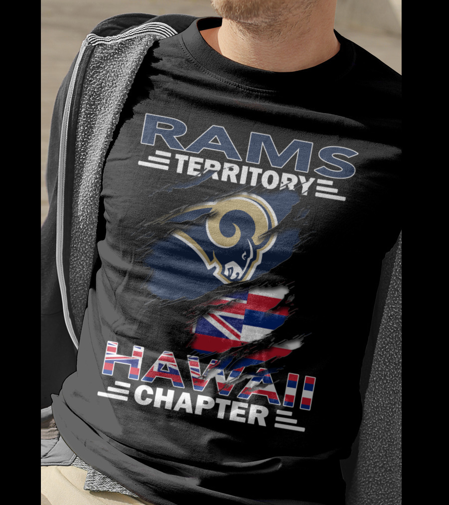 Rams Territory Hawaii Chapter NFL Logo Integration With Hawaiian Flag Elements T-Shirt