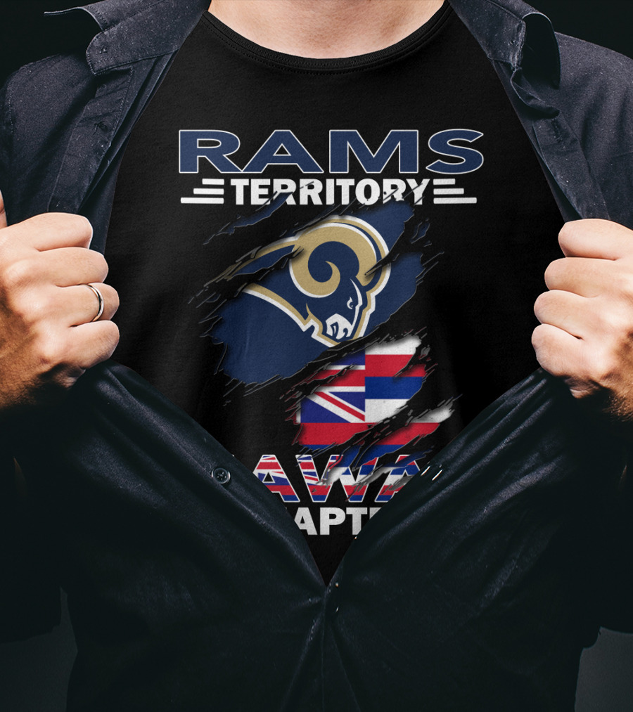 Rams Territory Hawaii Chapter NFL Logo Integration With Hawaiian Flag Elements T-Shirt