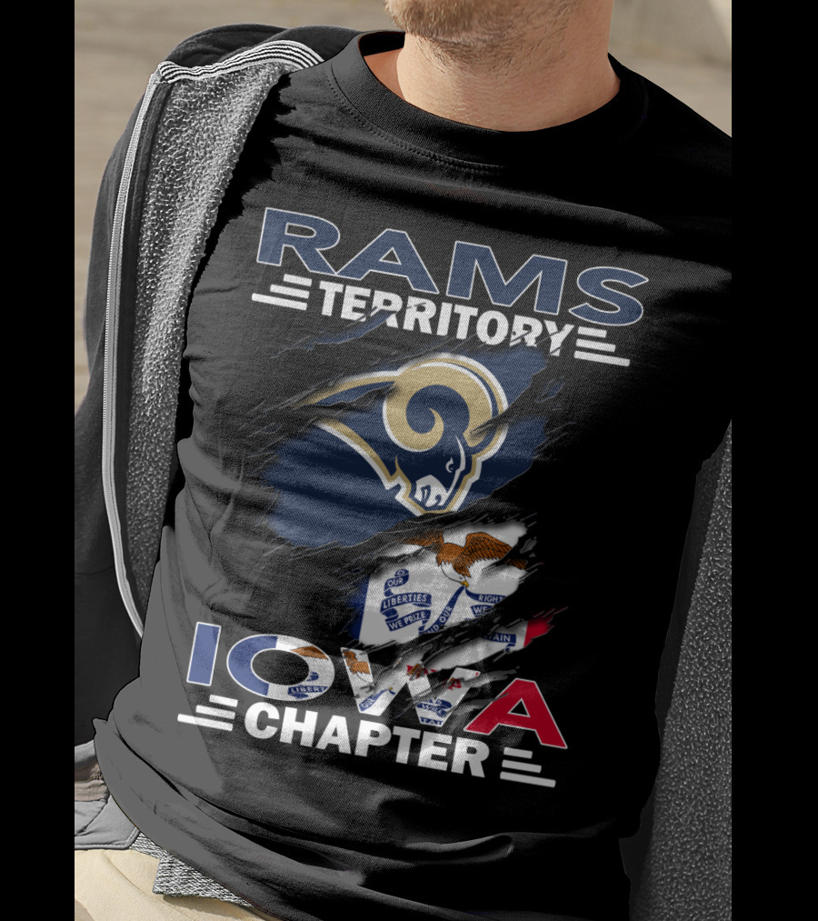 Rams Territory Iowa Chapter Logo With Rams Head And Iowa State Flag Elements T-Shirt