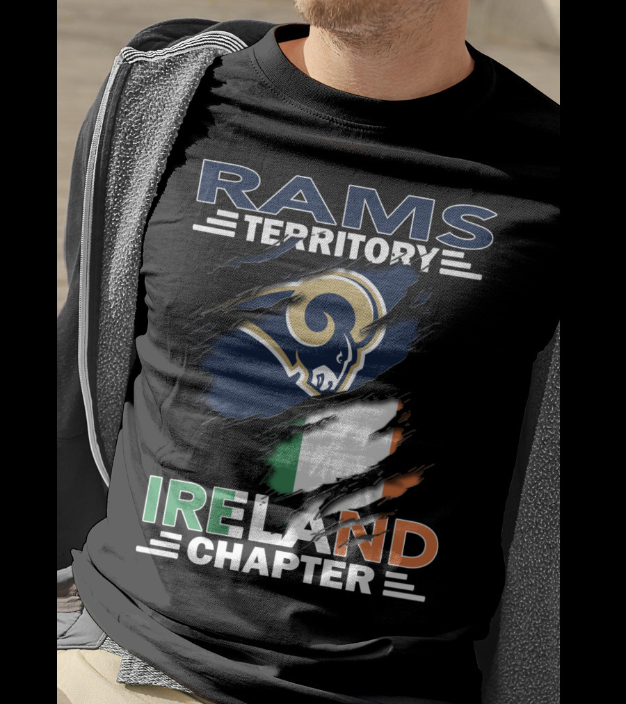 Rams Territory Ireland Chapter NFL Fan Logo With Irish Flag T-Shirt
