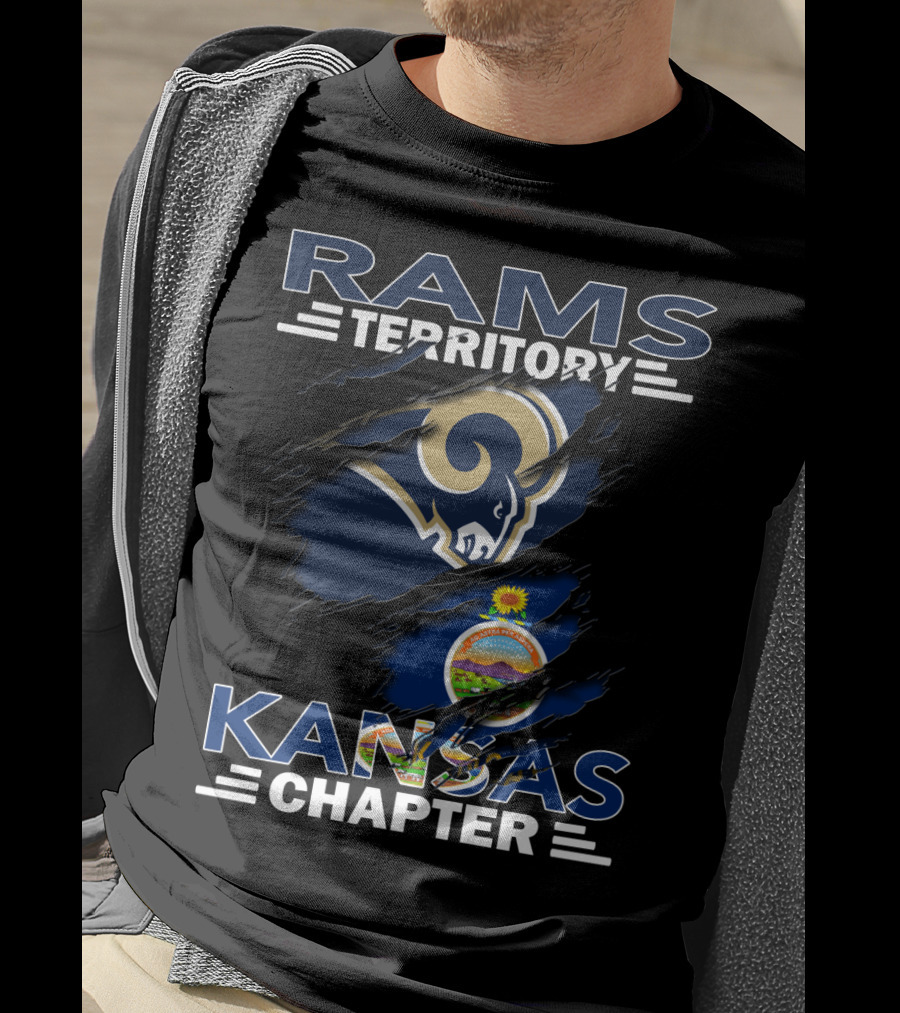Rams Territory Kansas Chapter With NFL Team Logo And Kansas State Flag Elements T-Shirt
