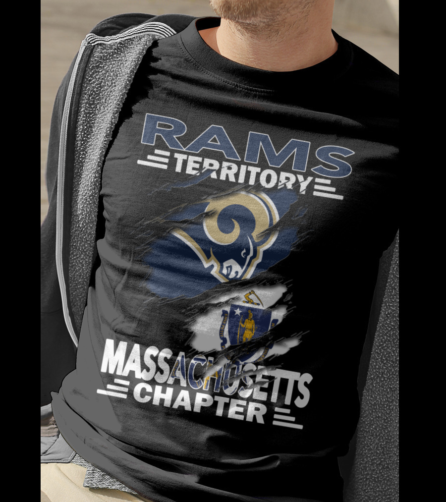 Rams Territory Massachusetts Chapter With Rams And Massachusetts Flag T-Shirt