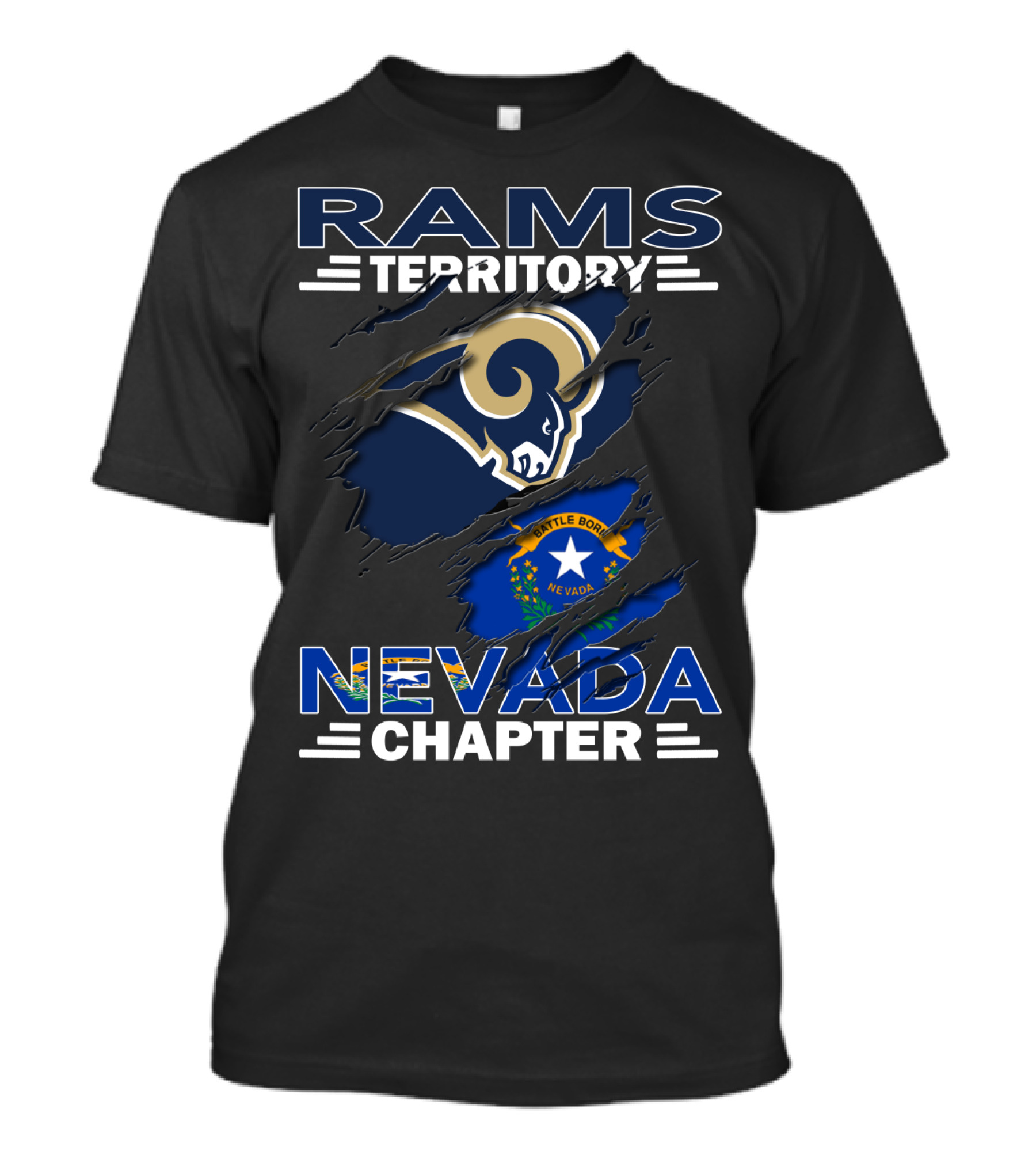 Rams Territory Nevada Chapter Battle Born Flag Integration T-Shirt