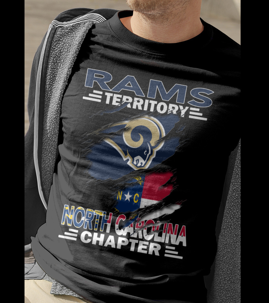 Rams Territory North Carolina Chapter Logo With Torn Flag T-Shirt