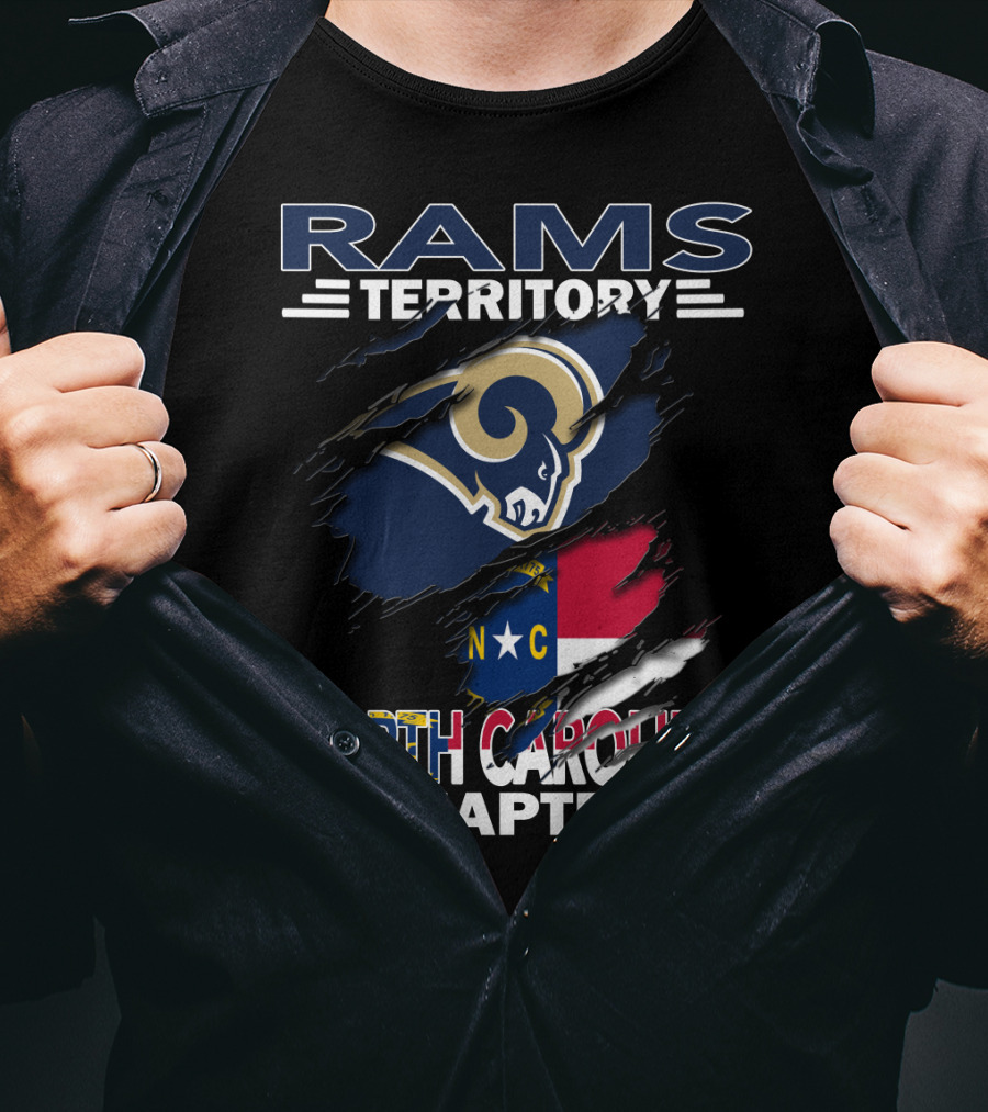 Rams Territory North Carolina Chapter Logo With Torn Flag T-Shirt