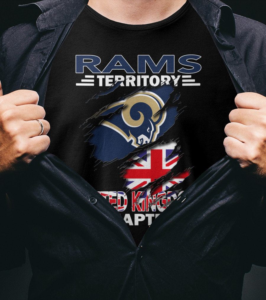 Rams Territory United Kingdom Chapter With Rams Logo And Union Jack T-Shirt