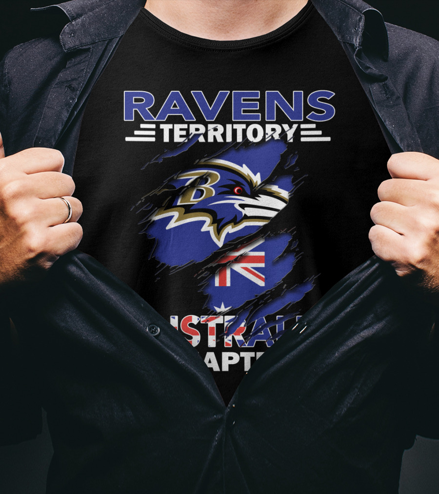 Ravens Territory Australia Chapter NFL Team Logo With Australian Flag T-Shirt