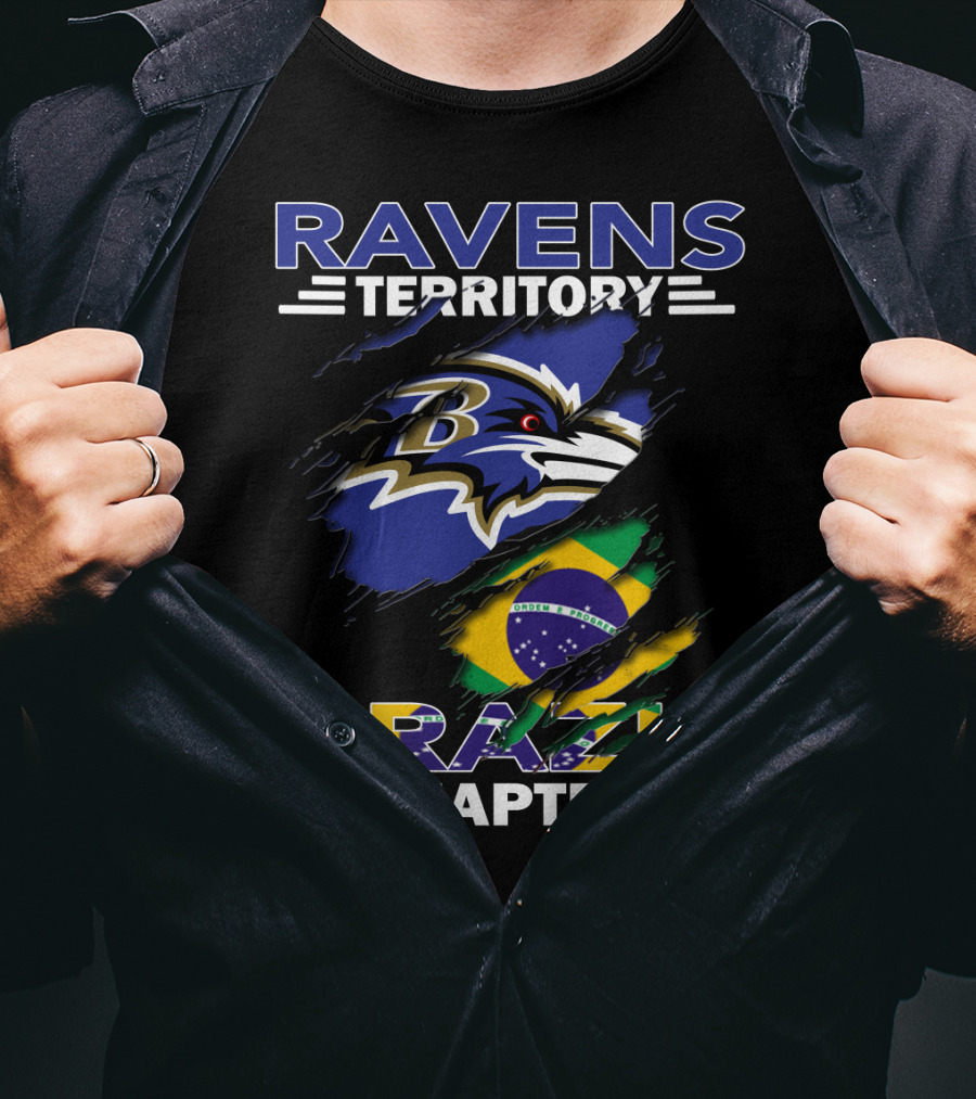 Ravens Territory Brazil Chapter Baltimore Fan Base Brazil Flag And Logo Integration T-Shirt